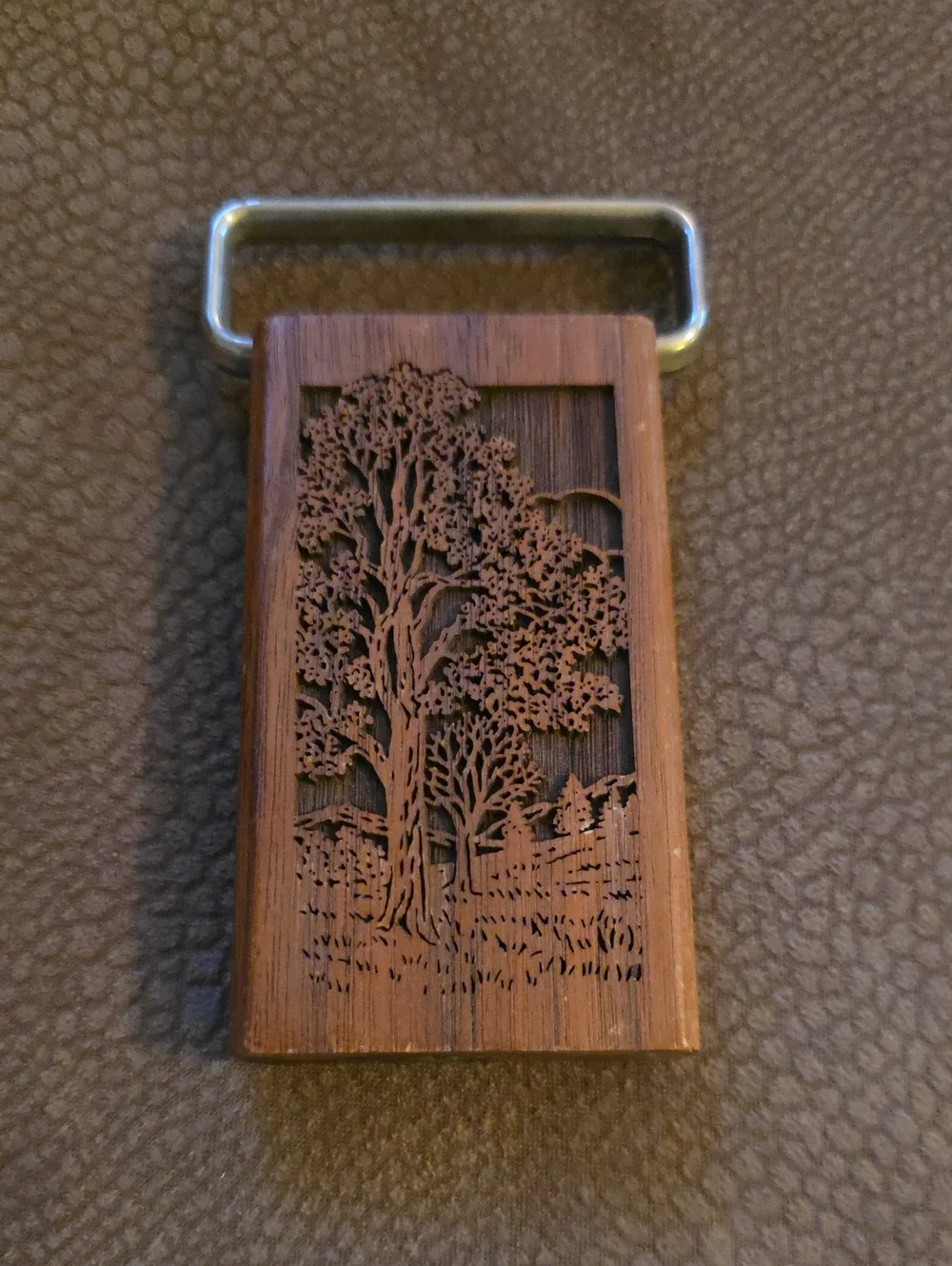 Lasercraft Cork Puller Solid Walnut Engraved with Tree Design: Mid- Century